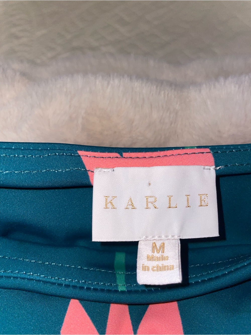 KARLIE Teal Floral Scallop Hem Skort with Pink Tulip Print - Picture 3 of 5